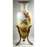 vintage fenton amphora vase with stand