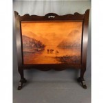 vintage handpainted wood firescreen