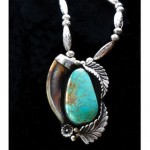 vintage huge sterling turquoise claw necklace