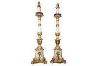 vintage italian gilt painted wood candlesticks