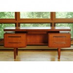 vintage kofod larsen teak and walnut g plan desk