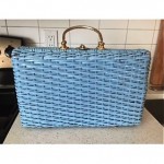 vintage large woven wicker purse