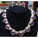 vintage margot de taxco sterling amethyst necklace and earrings