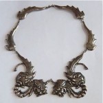 vintage mexican sterling silver repousse dragon necklace