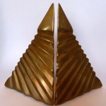 vintage mid-century brass pyramid bookends