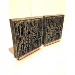 vintage mid-century brutalist bookends