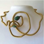 vintage modernist pliable glass mesh textile necklace