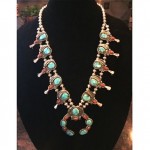 vintage navajo turquoise coral squash blossom necklace