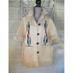 vintage ortegas wool fringe blanket cape coat