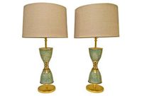 vintage pair 1950s rembrandt ceramic brass lamps