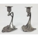 vintage pair art nouveau candlesticks