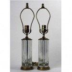 vintage pair baccarat crystal brass lamps