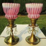 vintage pair fenton lamps