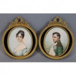 vintage set napoleon and josephine miniature paintings