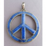 vintage sterling lapis lazuli peace symbol pendant