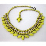 vintage yellow glass rhinestone necklace