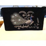 vintage 1920s velveteen peacock clutch