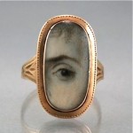 antique 1800s painted lovers eye ring