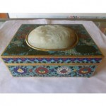 antique 18th century chinese cloisonne jade box