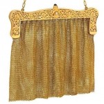 antique 1900s gold diamond sapphire mesh purse