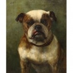 antique 1913 bulldog oil portrait