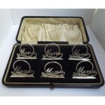 antique 1913 english solid silver menu holders set