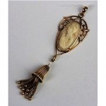 antique art nouveau carved coral tassel pendant