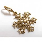 antique edwardian seed pearl snowflake pendant