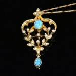 antique opal pendant and chain