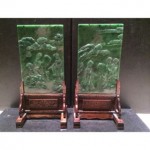 antique pair chinese jade table screens