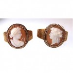 antique pair victoria 14k shell cameo bracelets