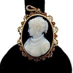 antique victorian 14k carved cameo pin pendant