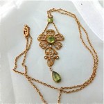 antique victorian peridot and seed pearl necklace