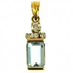 vintage 14k aquamarine and diamond pendant