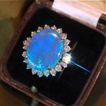 vintage 14k diamond opal ring