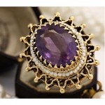 vintage 1920s amethyst seed pearl cocktail ring