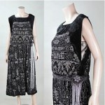 vintage 1920s beaded embroidered silk velvet lame dress