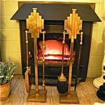 vintage 1930s brass fireplace split companion set