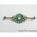 vintage 1930s persian turquoise and pearl pin