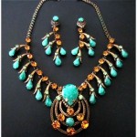 vintage 1940s rhinestone necklace and earrings set