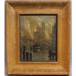 vintage 1946 gordon fox nyc skyline oil painting