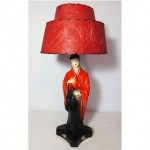 vintage 1950s asian figurine lamp