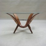 vintage 1950s cherrywood and brass coffee table