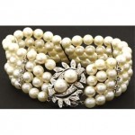 vintage 1950s pearl and diamond bracelet