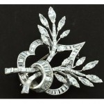 vintage 1950s platinum diamond brooch