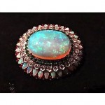 vintage 1960s opal emerald diamond brooch