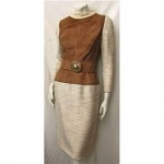 vintage 1960s pat sandler raw silk and suede dress