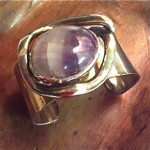 vintage 1960s sterling amethyst mod cuff bracelet