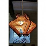 vintage 1960s wood and raffia ceiling light