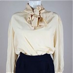 vintage 1970s ysl rive gauche silk bow blouse